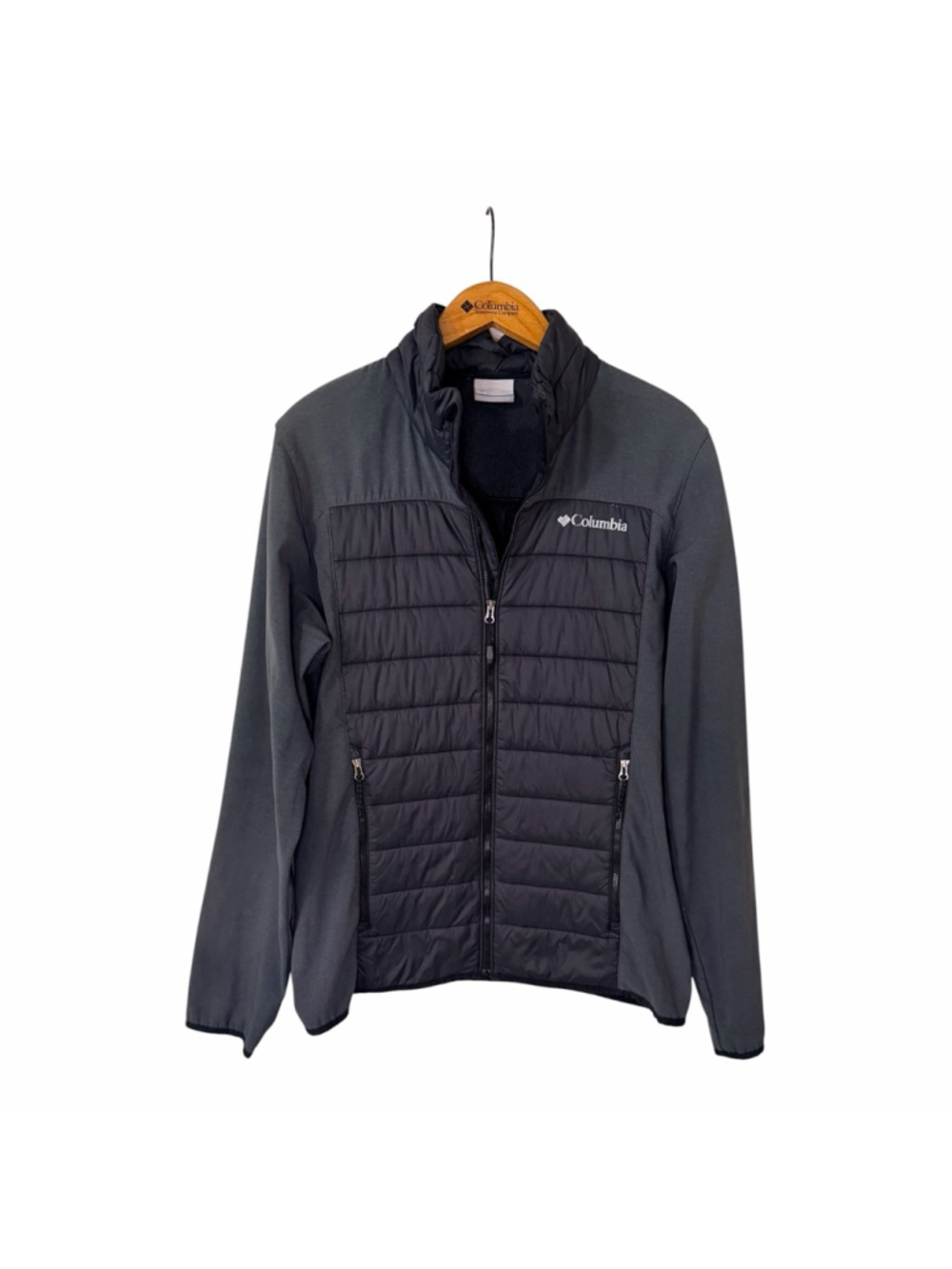 Men's Columbia Quilted Softshell Jacket Gray Black Size Medium b6